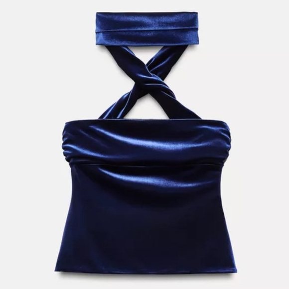 Women’s Zara Velvet Tube Top Twist Back Neck Wrap 9511/072/490 Large - Picture 4 of 16